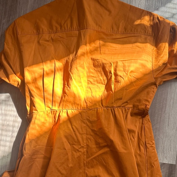 ZARA TOFFEE BROWN POPLIN COTTON BELTED MIDI MAXI SHIRT DRESS TORTOISE SHELL - Picture 6 of 9